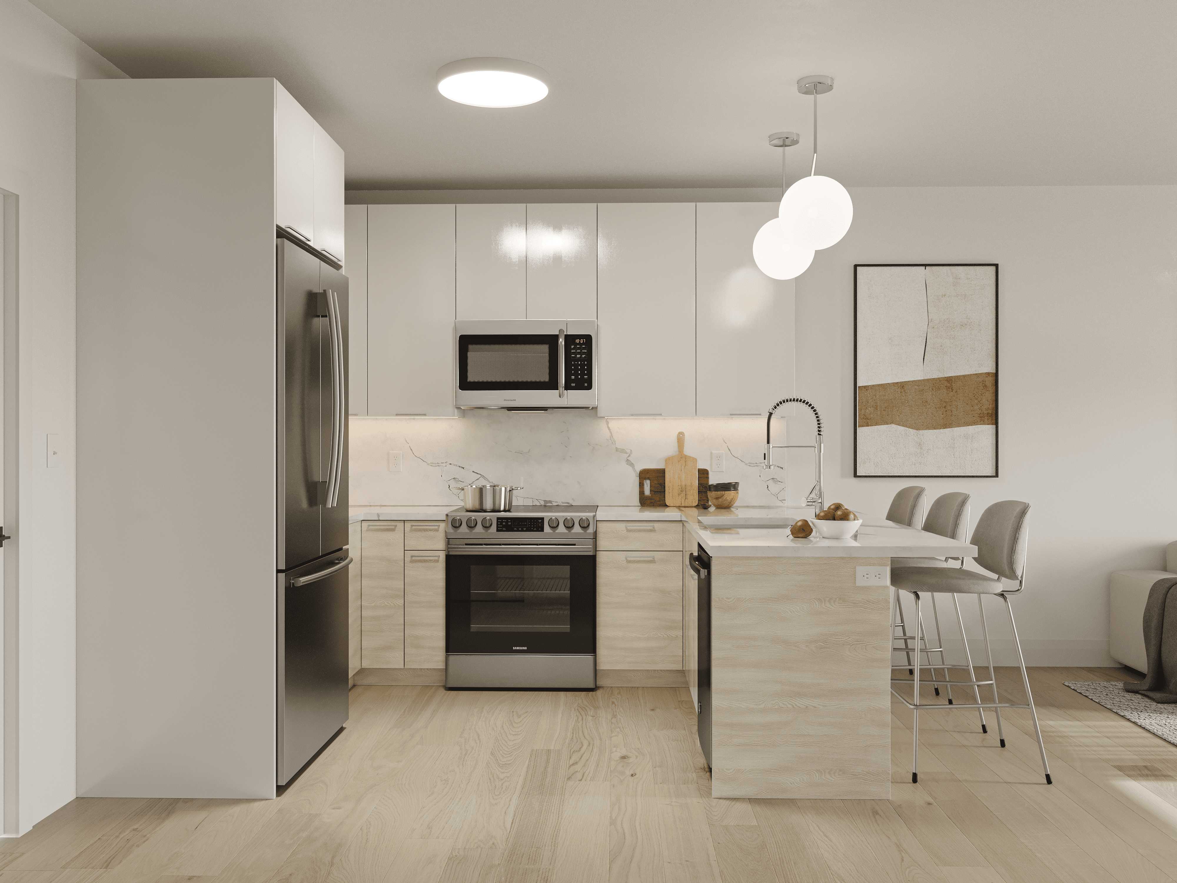 Modern kitchen with quartz countertops